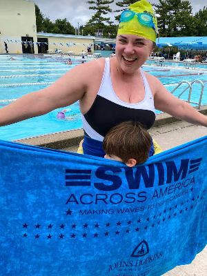 Lisa post-swim at SAA 2023